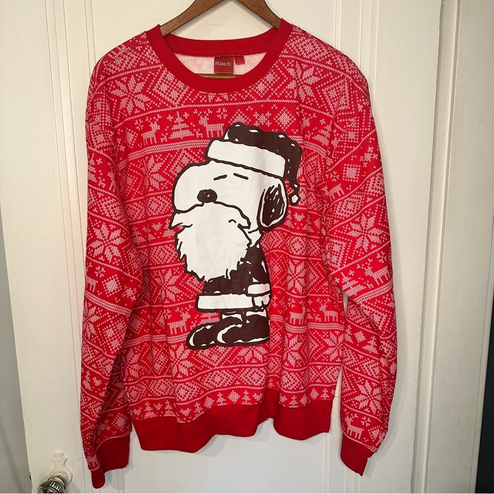 Peanuts Snoopy Red Snowflake Holiday Sweatshirt 2X